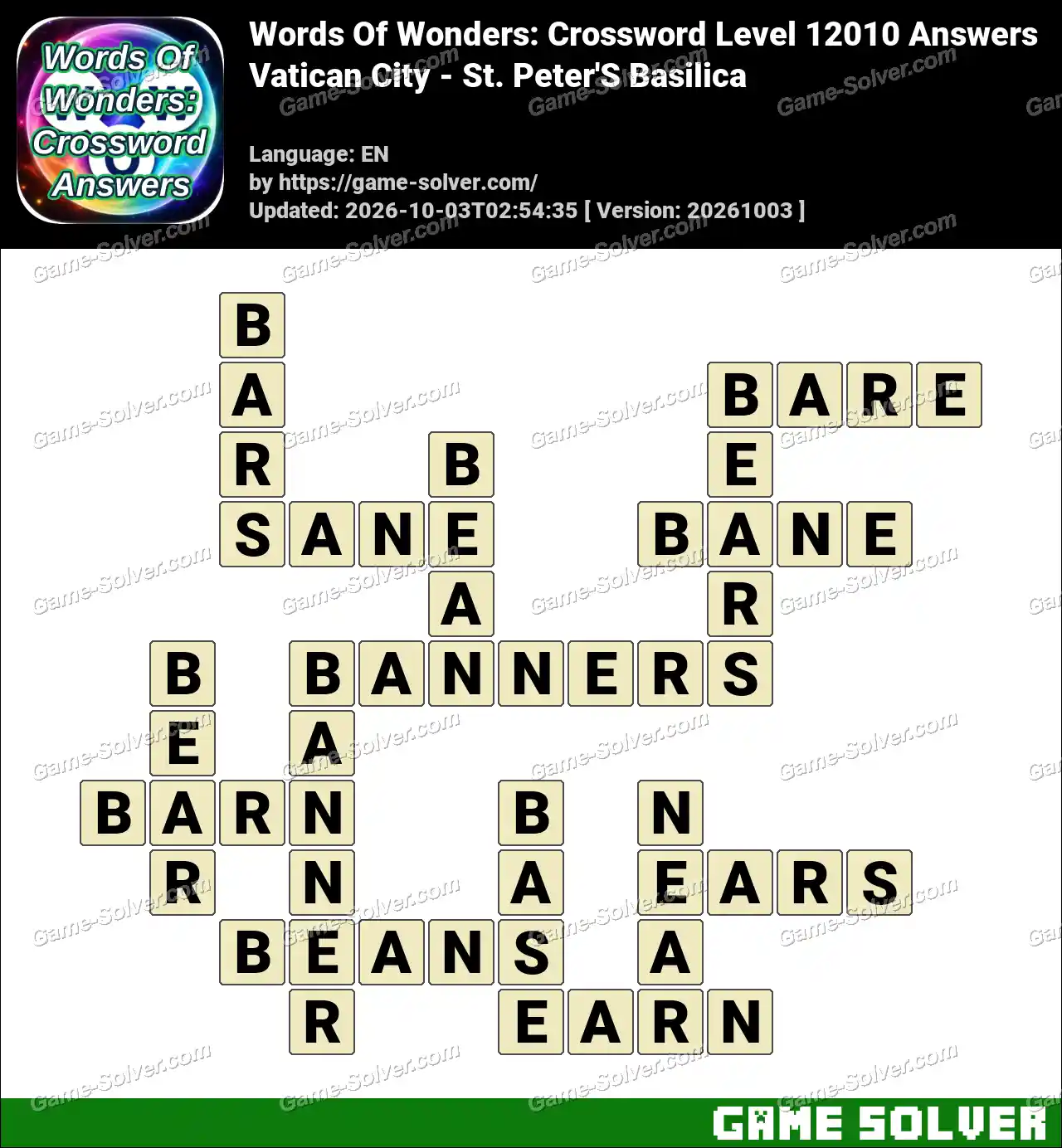Words Of Wonders: Crossword Level 12010 Answers – Vatican City – St. Peter’S Basilica